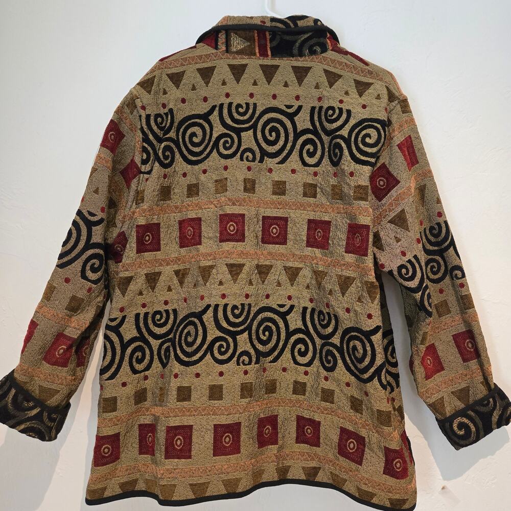 Vintage 2X Tally-Ho REVERSIBLE Geometric Art Tapestry Button-up Collared Jacket - Picture 8 of 14